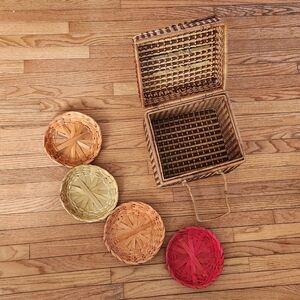 Wicker Picnic Basket With Plates